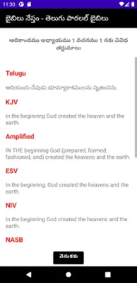 Telugu Parallel BIBLE android App screenshot 1